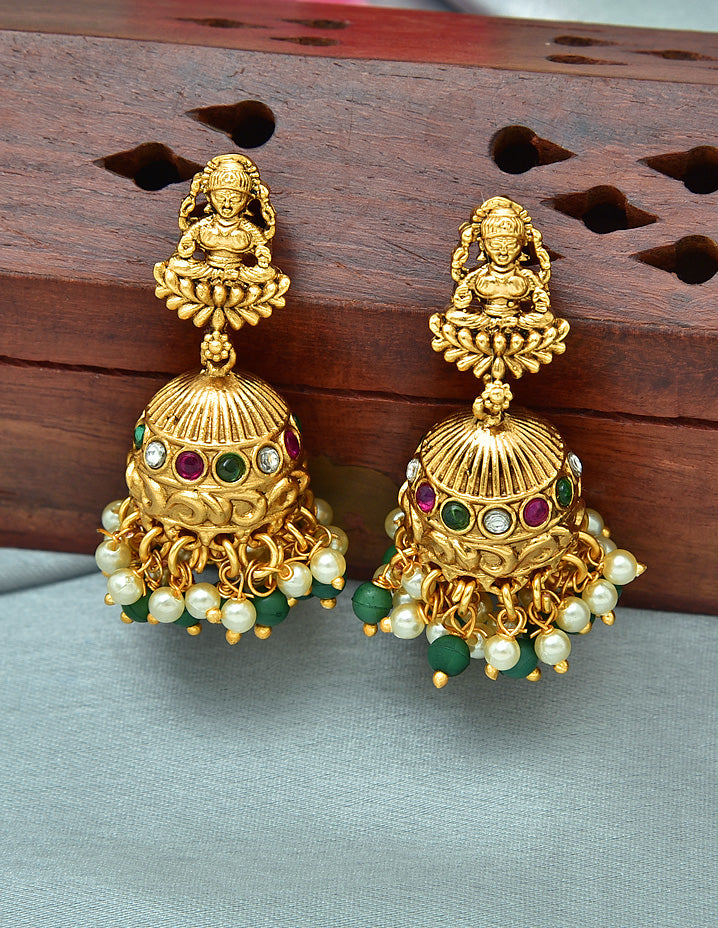 Matt Lakshmi Devi Kempu Guttapusalu Necklace Set