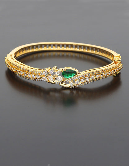 Designer Zirconia Gold Polish Ruby Emerald Bracelet