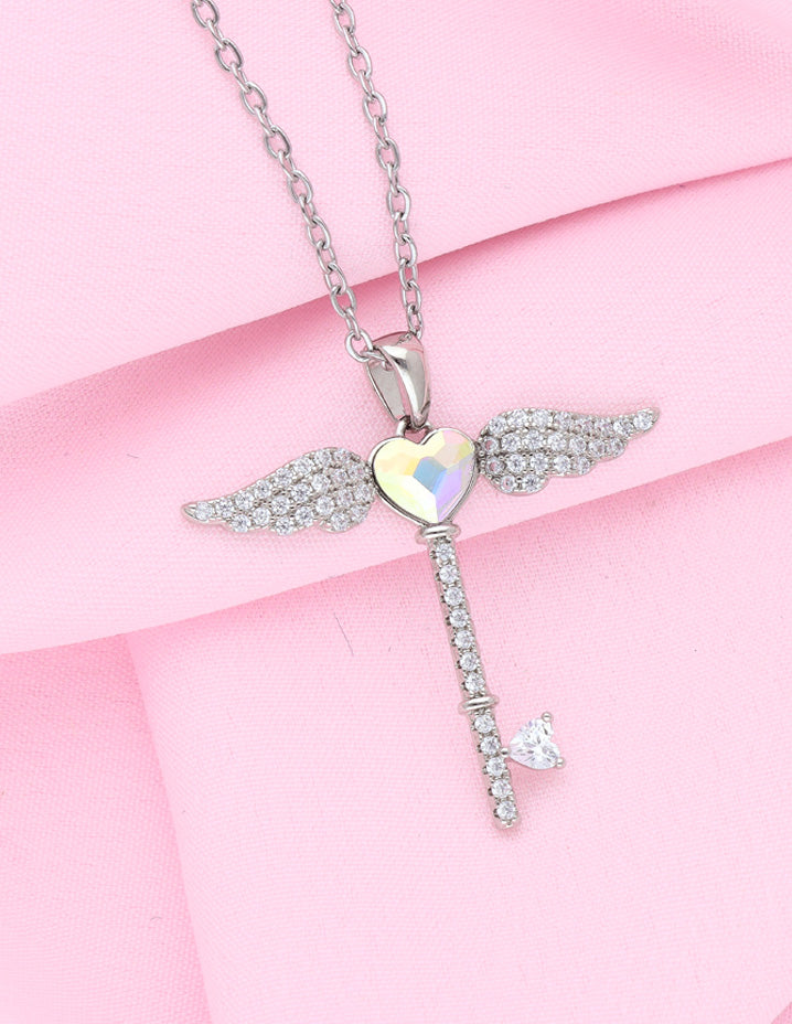 Angel Wing Love Heart Crystal Necklaces – FOREVER QUEEN