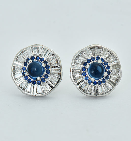 Designer Zirconia Navy Blue Stud Earrings