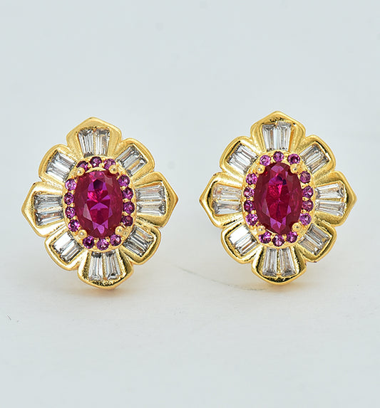 Designer Zirconia Gold Stud Earrings