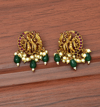 Designer RadhaKrishna Green Beads Choker Set