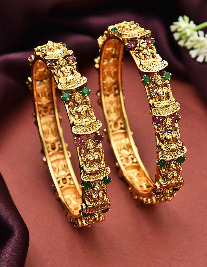 Designer Lakshmi Devi Matt Stone Bangles ZBGL11088