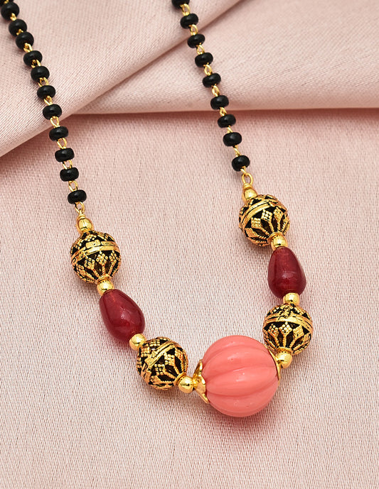 Designer Peach Black Beads