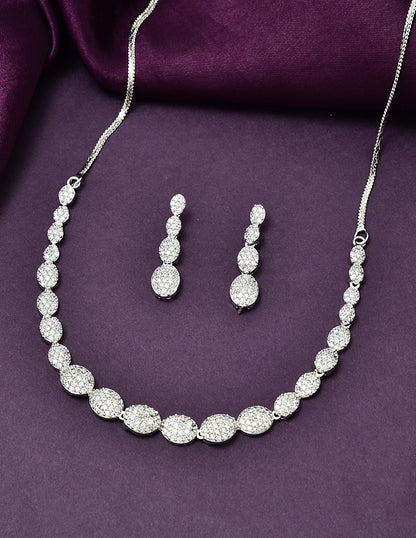 Designer Rhodium Polish Zirconia Necklace Set