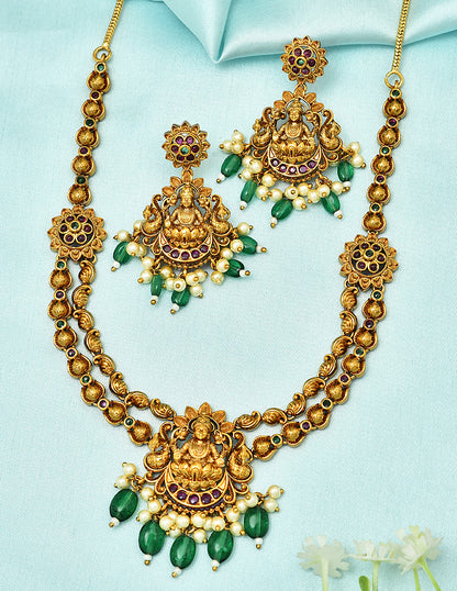 Designer Matt Lakshmi Devi Kempu Necklace Set