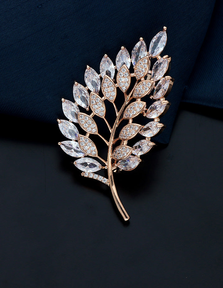 Designer Zirconia Leaf Saree Pin