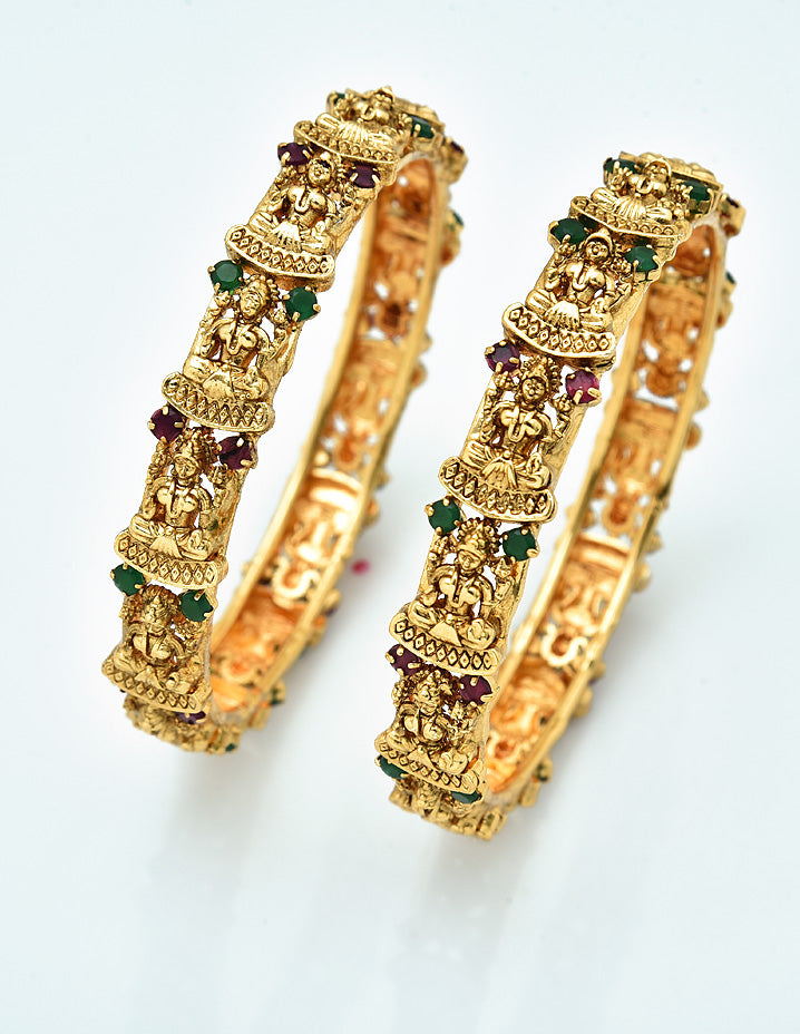 Designer Lakshmi Devi Matt Stone Bangles ZBGL11088