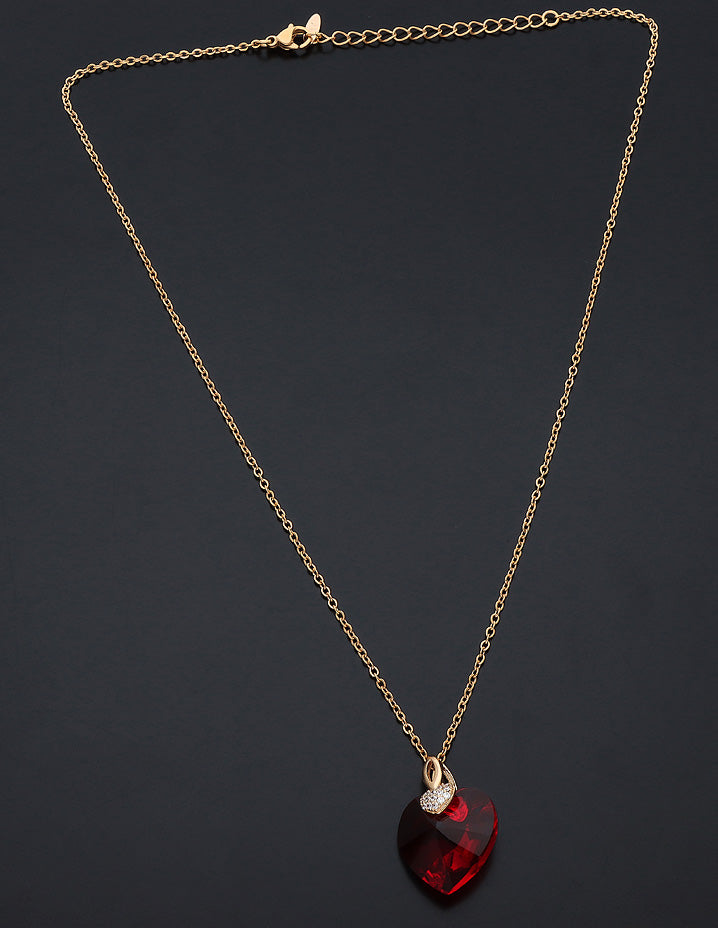 Swarovski Crystal Dark Red Coral Chain Pendant