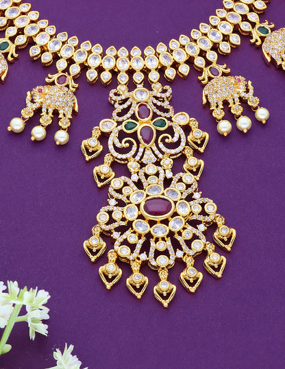 Designer Gold Plated Zirconia Necklace Set