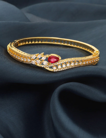 Designer Zirconia Gold Polish Ruby Emerald Bracelet