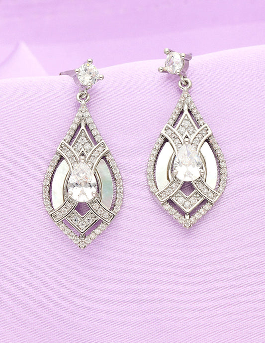 Designer Zirconia Mother Of Pearl Earrings