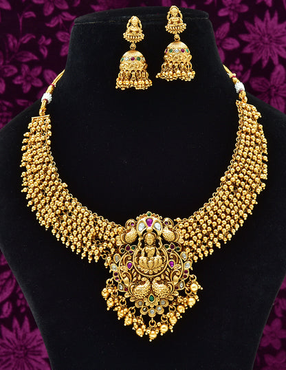 Matt Lakshmi Devi Kempu Guttapusalu Necklace Set