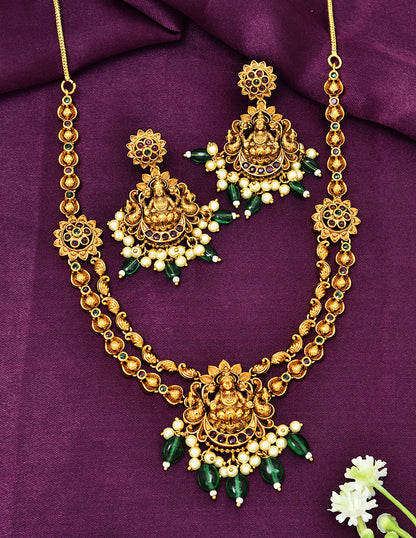 Designer Matt Lakshmi Devi Kempu Necklace Set