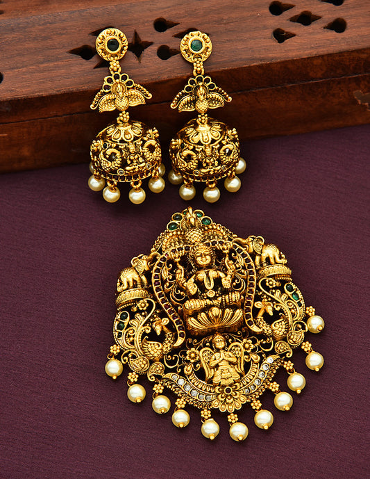 Designer Kempu Lakshmi Devi Pendant Set