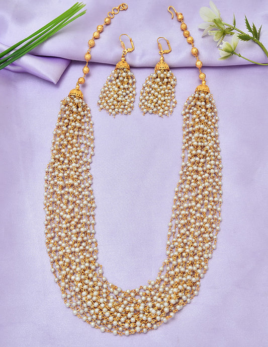 Designer Multi Line Pearls Beads Mala Set