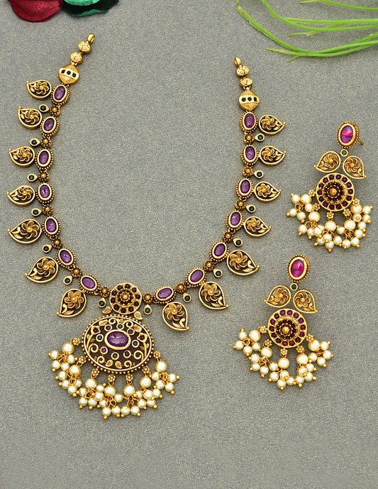 Antique Kempu Necklace Set 127990