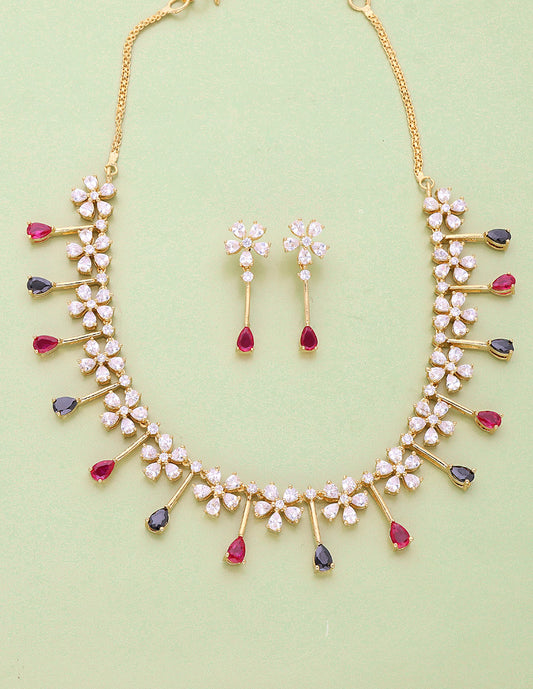 Designer Gold Polish Zirconia Necklace Set