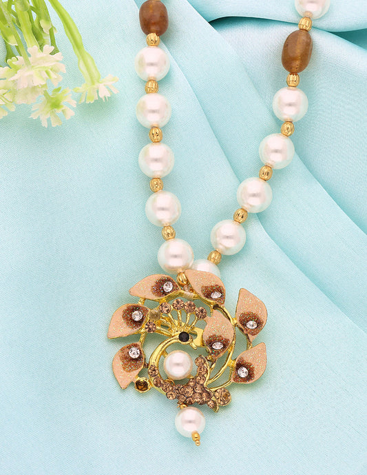 Designer Pearls and Monalisa Beads Floral Pendant Mala