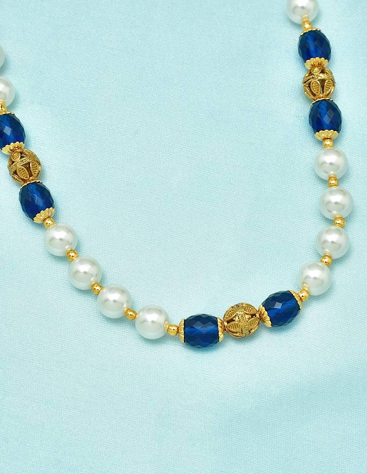 Designer Pearls and Navy Blue Beads Mala