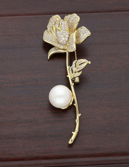 Zircon Rose Saree Pin