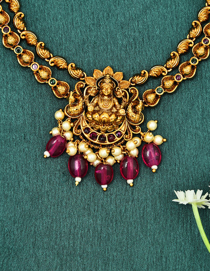 Designer Matt Lakshmi Devi Kempu Necklace Set