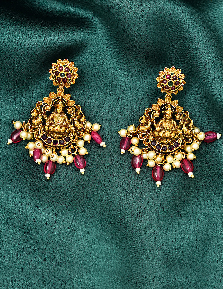 Designer Matt Lakshmi Devi Kempu Necklace Set