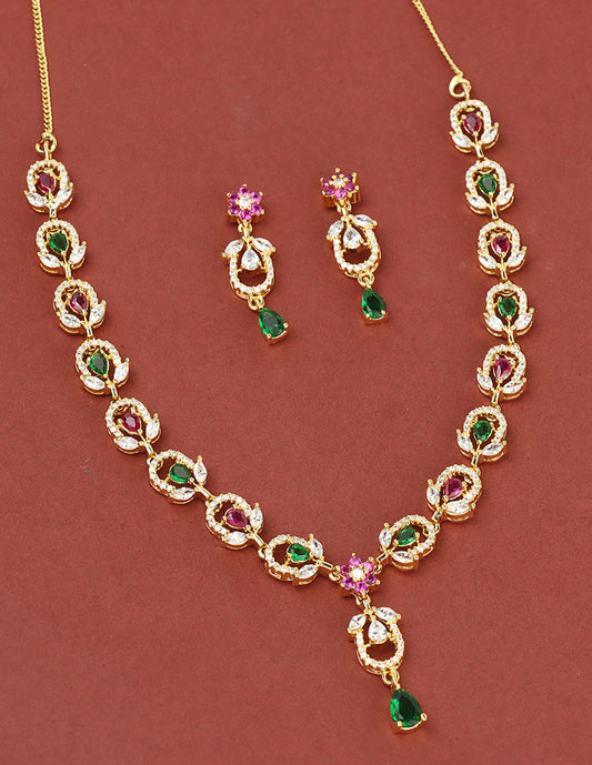 Designer Gold Plated Zirconia Necklace Set