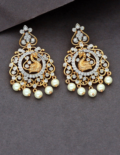 Designer Zirconia Peacock GJ Chandbali Earrings