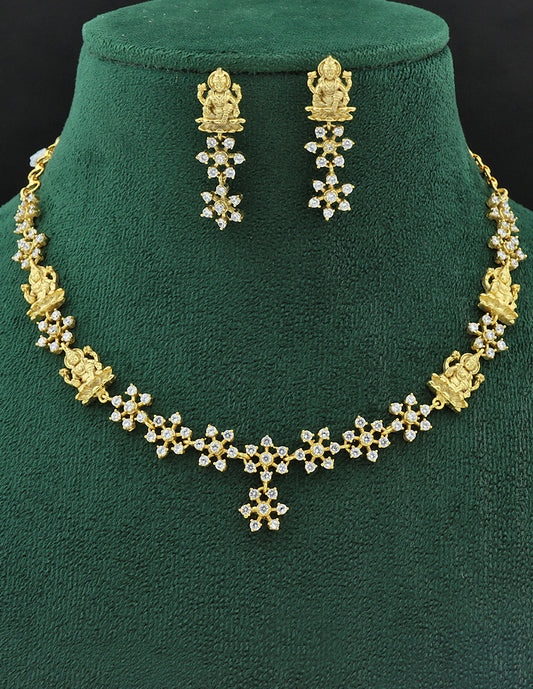 Designer Matt Zirconia Lakshmi Devi Necklace Set