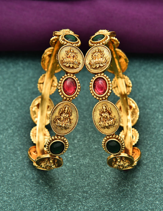 Designer Kempu Lakshmi Devi Stone Bangles ZBGL11166