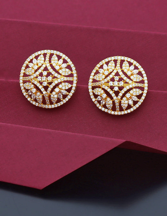 Designer Zirconia Gold Stud Earrings