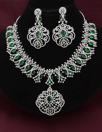 Designer Rhodhium Zirconia Necklace Set