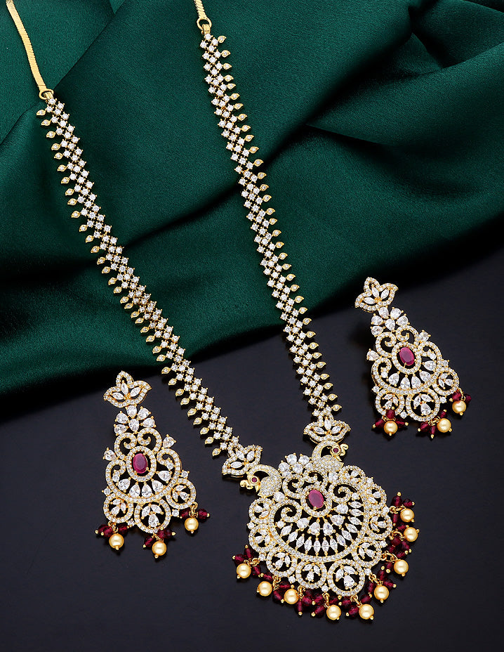 Designer Gold Polish Zirconia Necklace Set