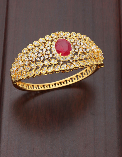 Designer Zirconia Gold Polish Ruby Bracelet