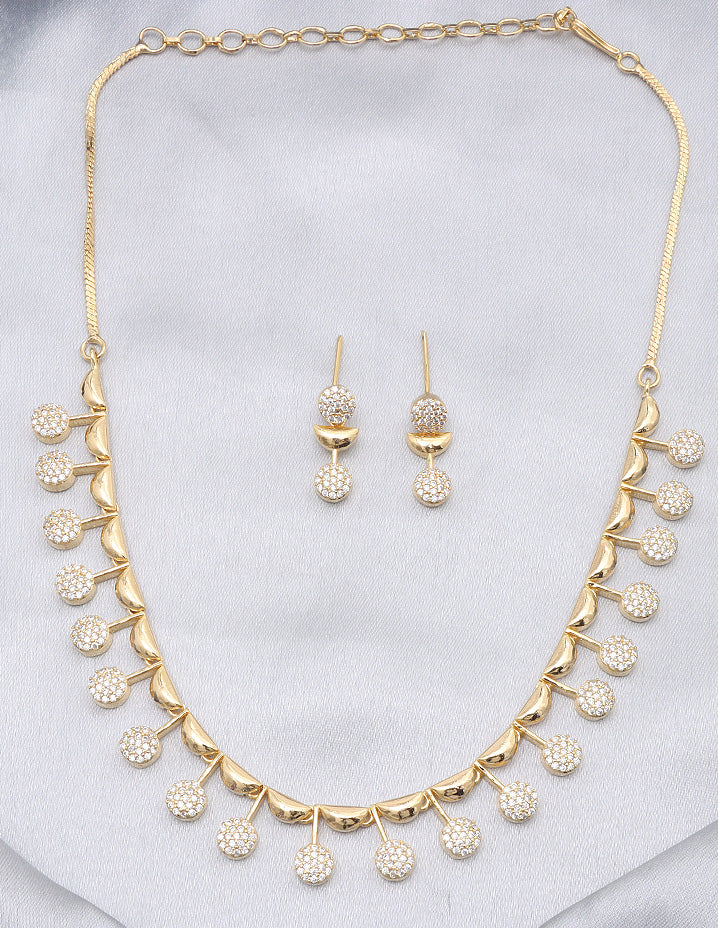 Designer Gold Polish Zirconia Necklace Set