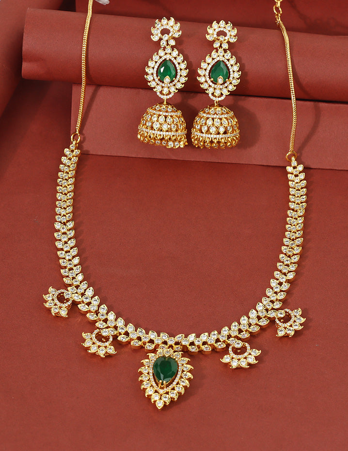 Designer Gold Polish Zirconia Necklace Set