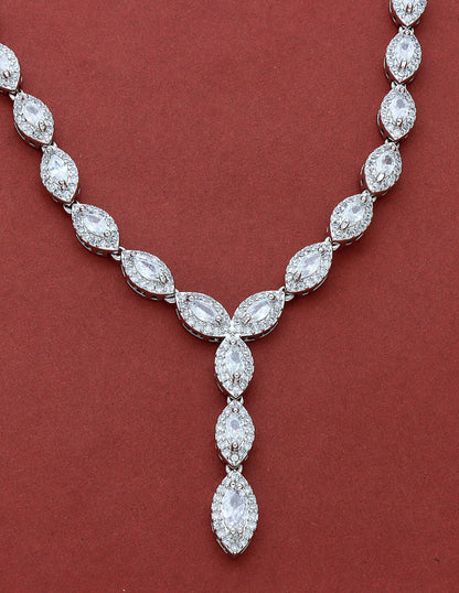 Designer Rhodium Polish Zirconia Necklace Set