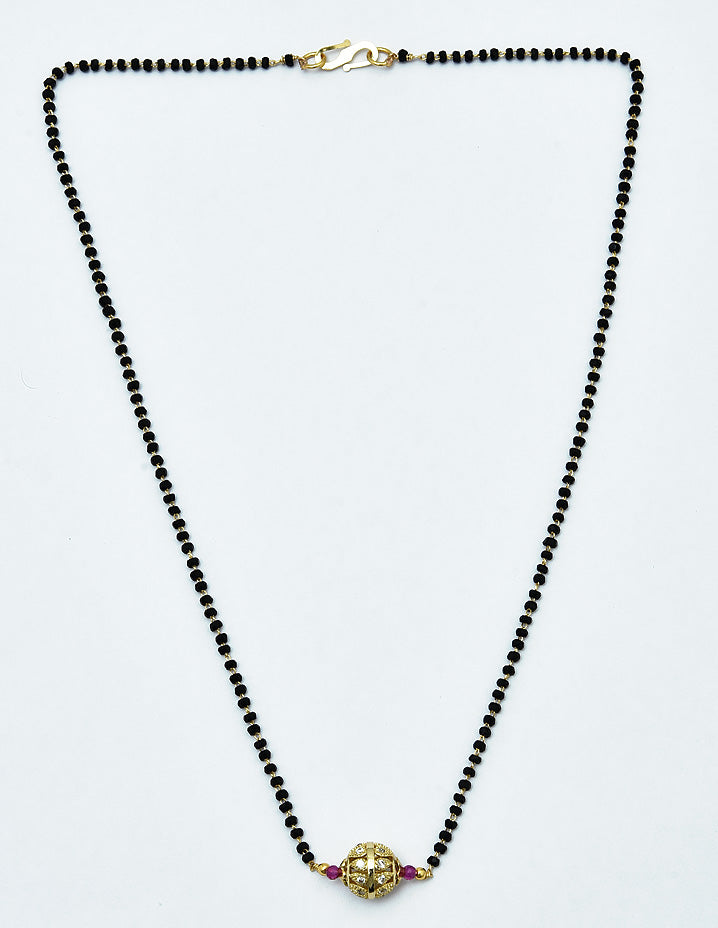 Designer Zirconia Single Line Black Bead Mangalsutra