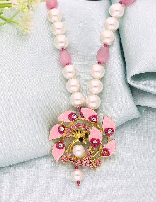 Designer Pearls and Monalisa Beads Floral Pendant Mala