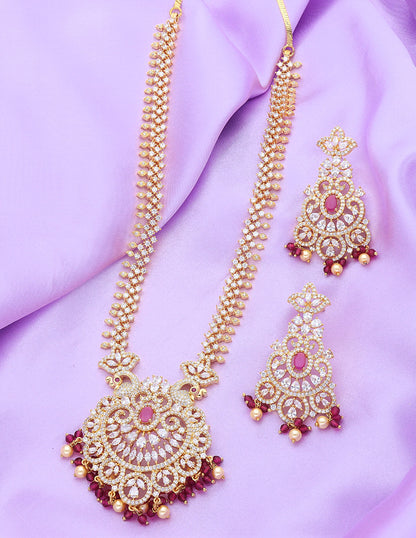 Designer Gold Polish Zirconia Necklace Set