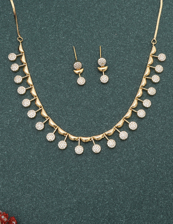 Designer Gold Polish Zirconia Necklace Set