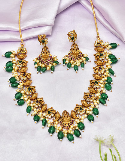 Designer Matt Lakshmi Devi Emerald Necklace Set