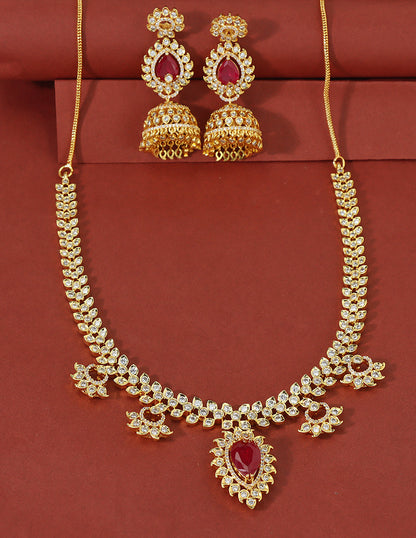 Designer Gold Polish Zirconia Necklace Set