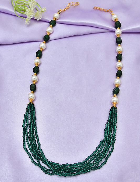 Designer Pearls and Green Beads Mala