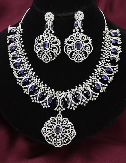 Designer Rhodhium Zirconia Necklace Set