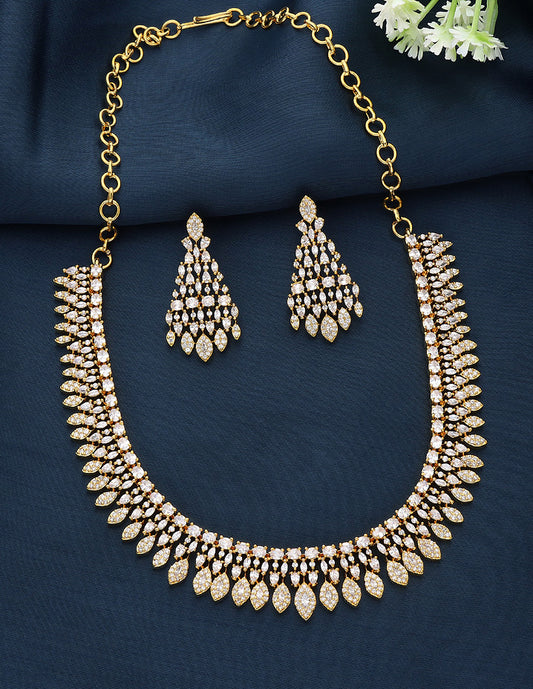 Designer Gold Polish Zirconia Necklace Set