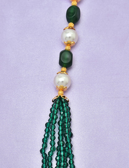 Designer Pearls and Green Beads Mala