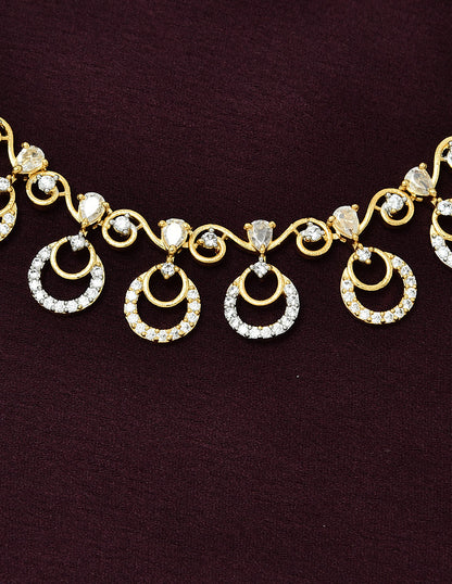 Designer Rhodium and Gold Polish Zirconia Necklace Set