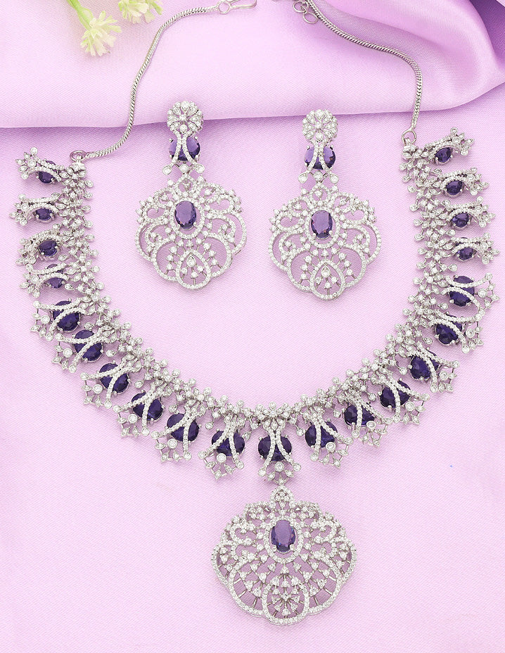 Designer Rhodhium Zirconia Necklace Set